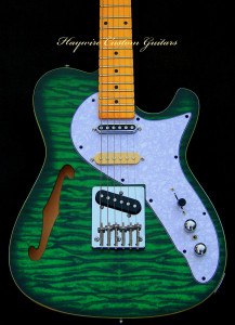 Haywire Custom Guitars X-Lightweight Nashville Thinline Telecaster-Tiger Stripe Green