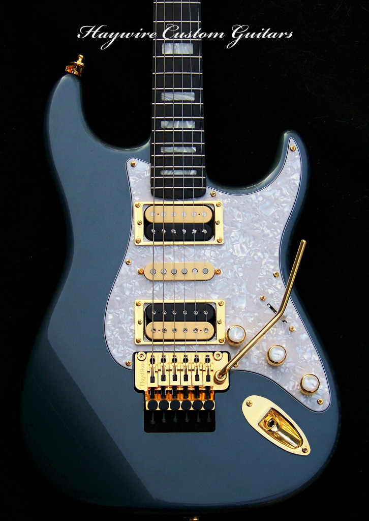 Haywire Custom Guitars Double Fat Custom Strat in Charcoal Frost and Gold hardware