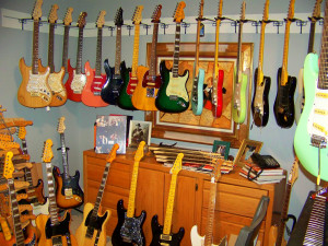 image new guitars at Haywire Custom Guitars shop.
